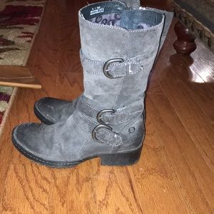 Born suede boots with decorative buckles